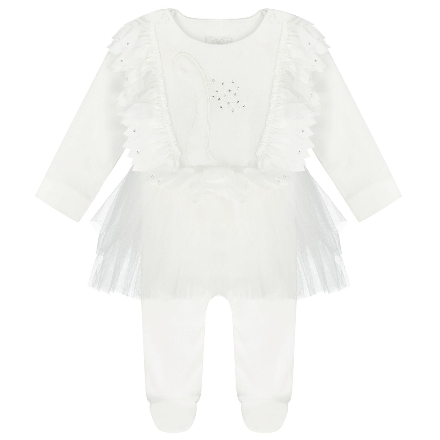 Baby Girls Ivory Swan Tutu Babygrow, 1, hi-res image number null