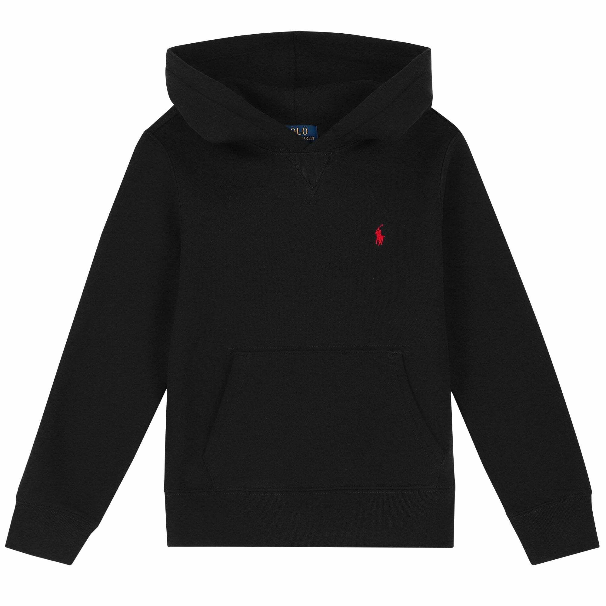 Ralph Lauren Boys Black Logo Hooded Top Junior Couture QA