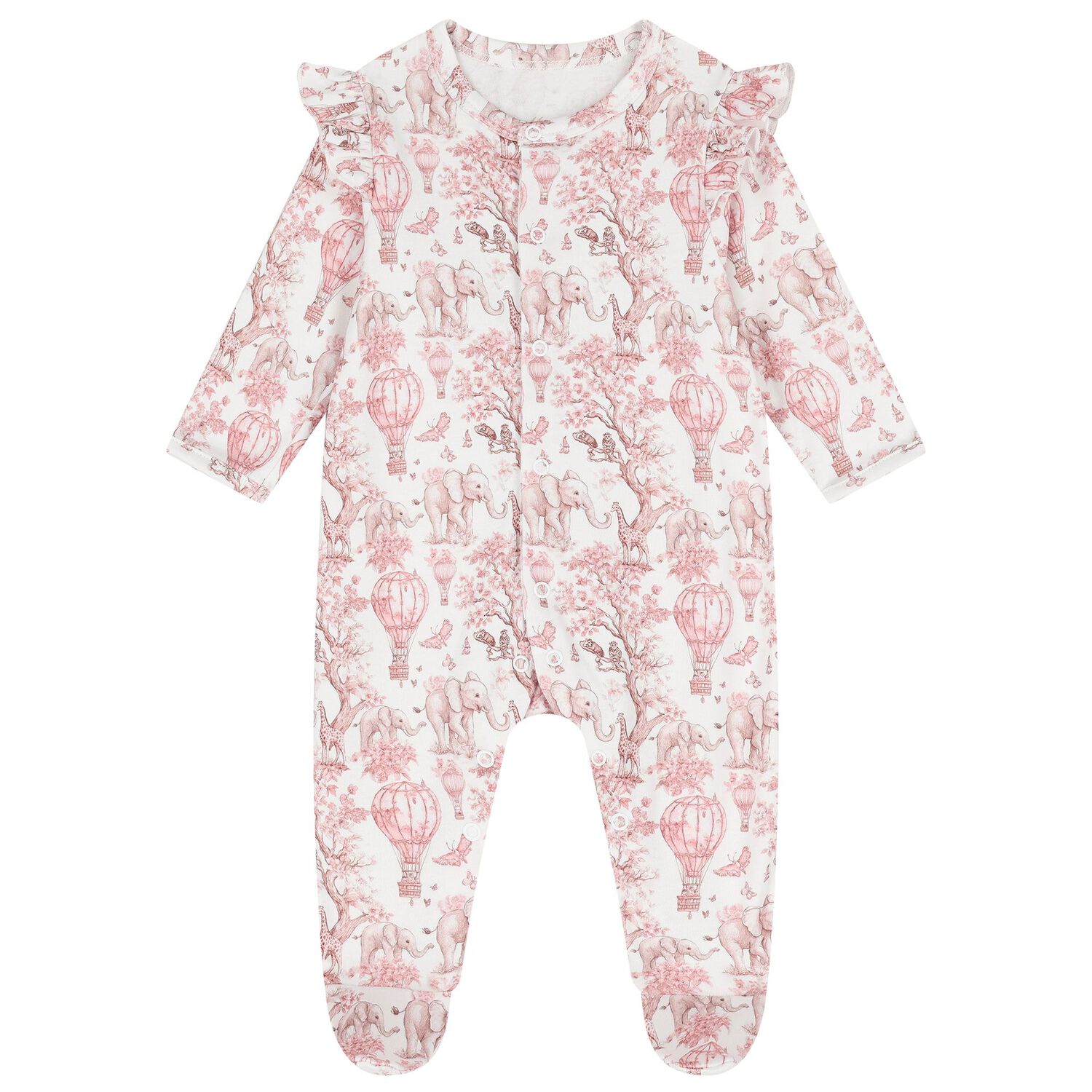 Baby Girls White & Pink Africa Babygrow Gift Set, 1, hi-res