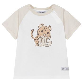 Baby Boys Ivory & Beige Leopard T-Shirt