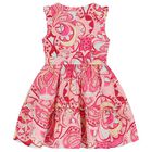 Girls Pink Cotton Paisley Dress, 1, hi-res