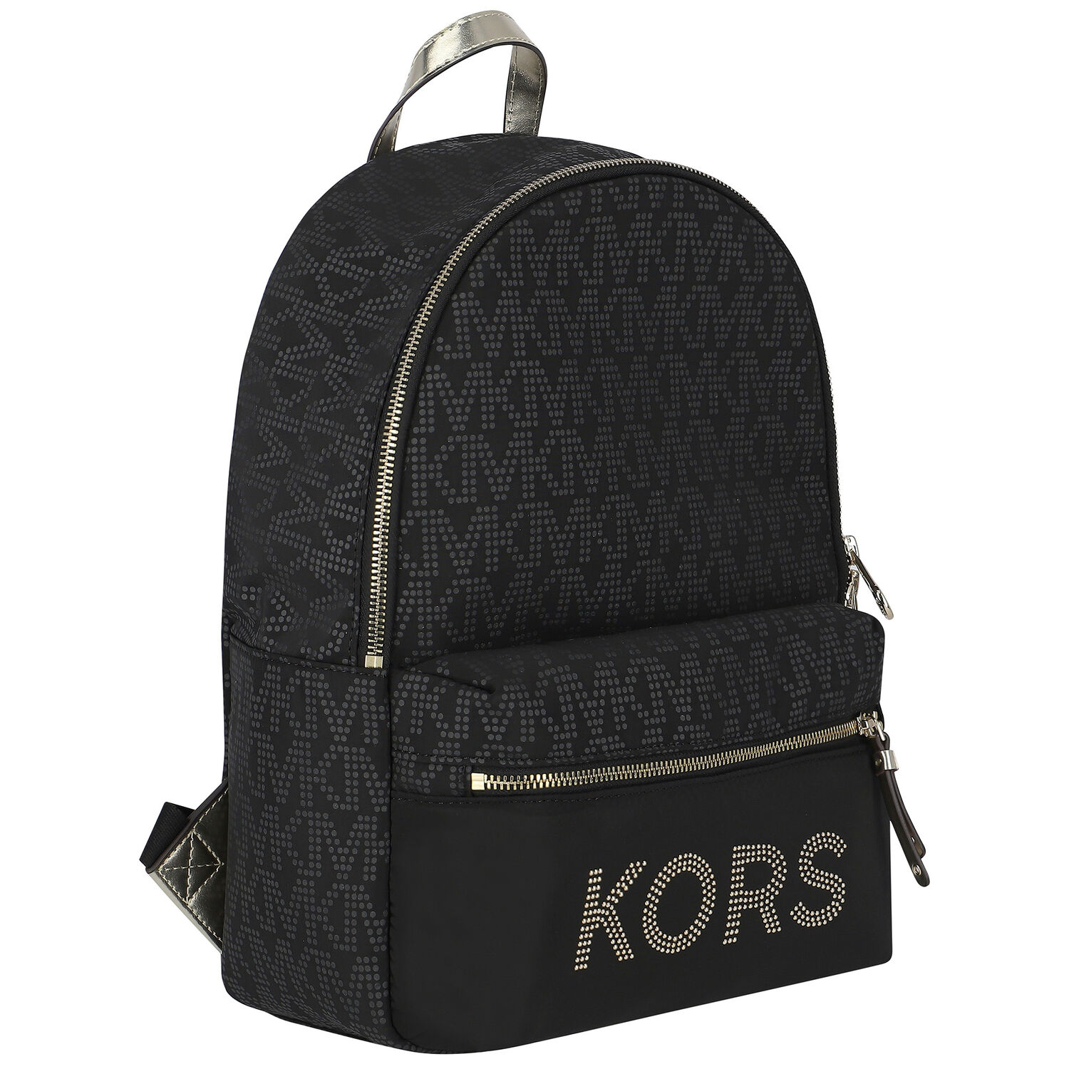 Girls Black & Gold Logo Backpack, 1, hi-res
