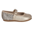 Girls Gold Embellished Ballerina Shoes, 1, hi-res