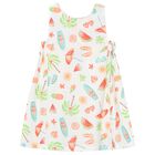 فستان للبنات مزين بطبعه فواكه باللون الابيض , 1, hi-res