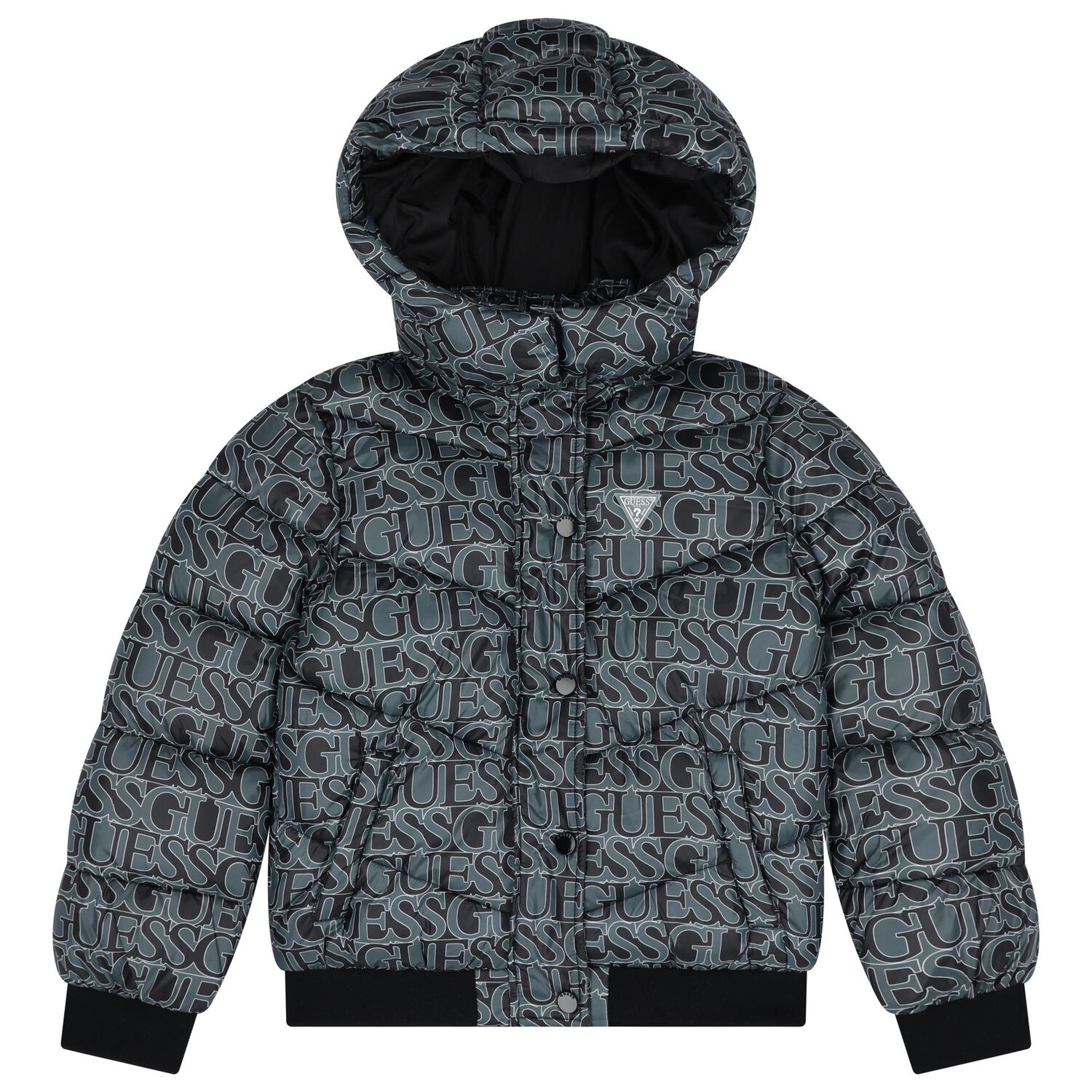 Boys Black & Green Logo Padded Puffer Jacket, 1, hi-res image number null