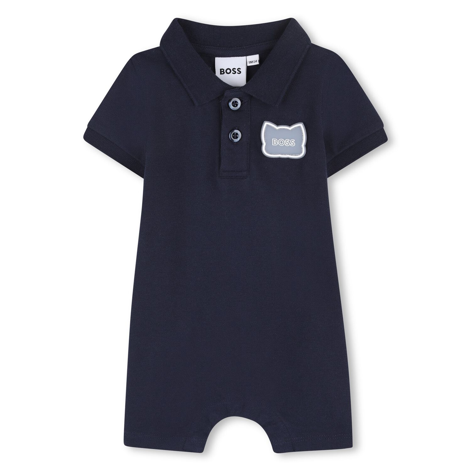 Baby Boys Navy Blue Logo Romper, 3, hi-res