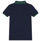 Boys Navy Blue Polo Bear Polo Shirt, 1, hi-res