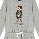 Girls Grey Polo Bear Dress, 1, hi-res
