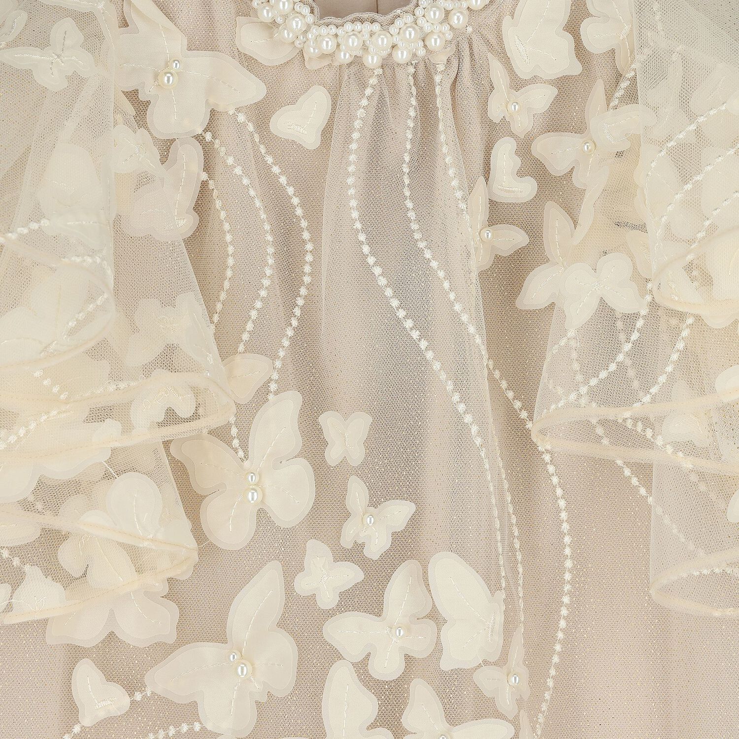 Girls Ivory Butterfly Tulle Dress, 1, hi-res