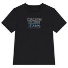 تيشيرت أولاد بالشعار باللون الأسود, 1, hi-res