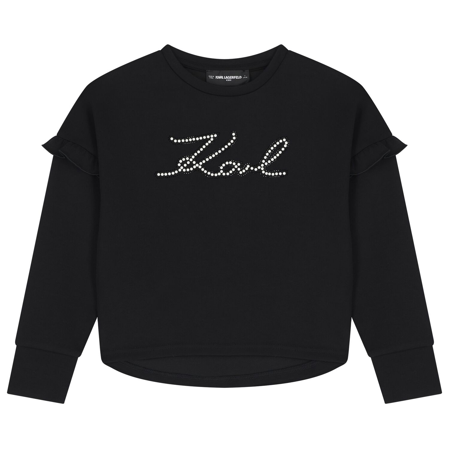 Mini Me Girls Black Logo Pearl Sweatshirt, 1, hi-res