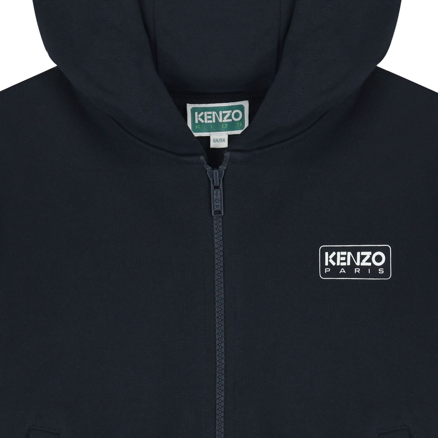 Navy Blue Logo Hooded Zip Up Top, 2, hi-res