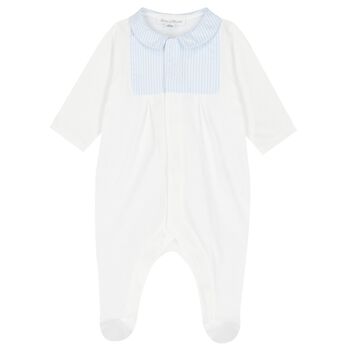 Baby Boys White & Blue Babygrow