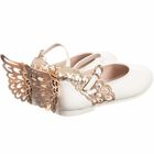 Girls White & Rose Gold Leather Shoes, 1, hi-res