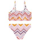 Girls Pink Logo Zig Zag Fringed Bikini, 1, hi-res
