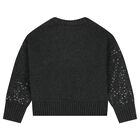 Girls Grey Embellished Knitted Jumper, 1, hi-res