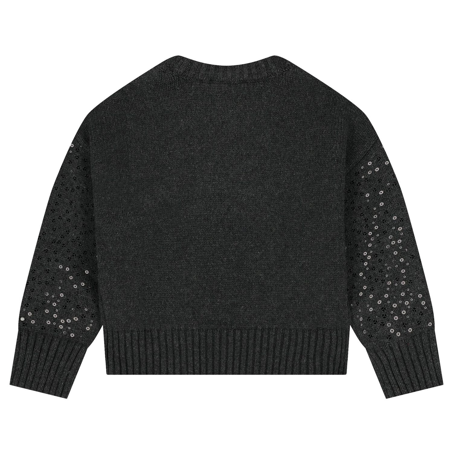 Girls Grey Embellished Knitted Jumper, 1, hi-res