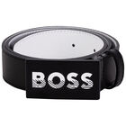 Boys Black Logo Belt, 1, hi-res