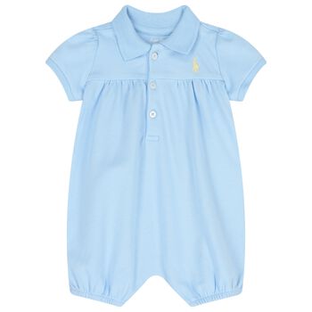 Baby Girls Blue Logo Romper