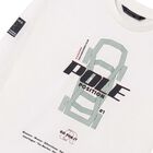 توب أولاد بأكمام بالشعار باللون العاجي, 1, hi-res