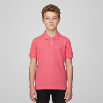 Boys Coral Cotton Logo Polo Shirt, 1 Boys Coral Cotton Logo Polo Shirt