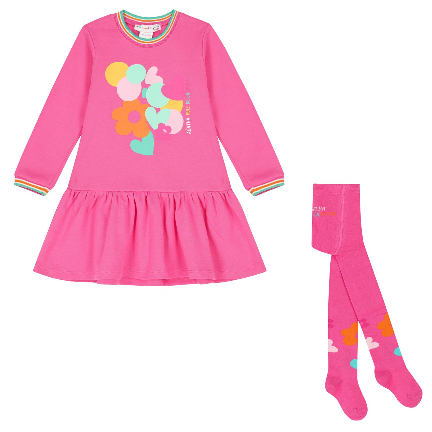 Girls Pink Logo Dress Set, 1, hi-res image number null