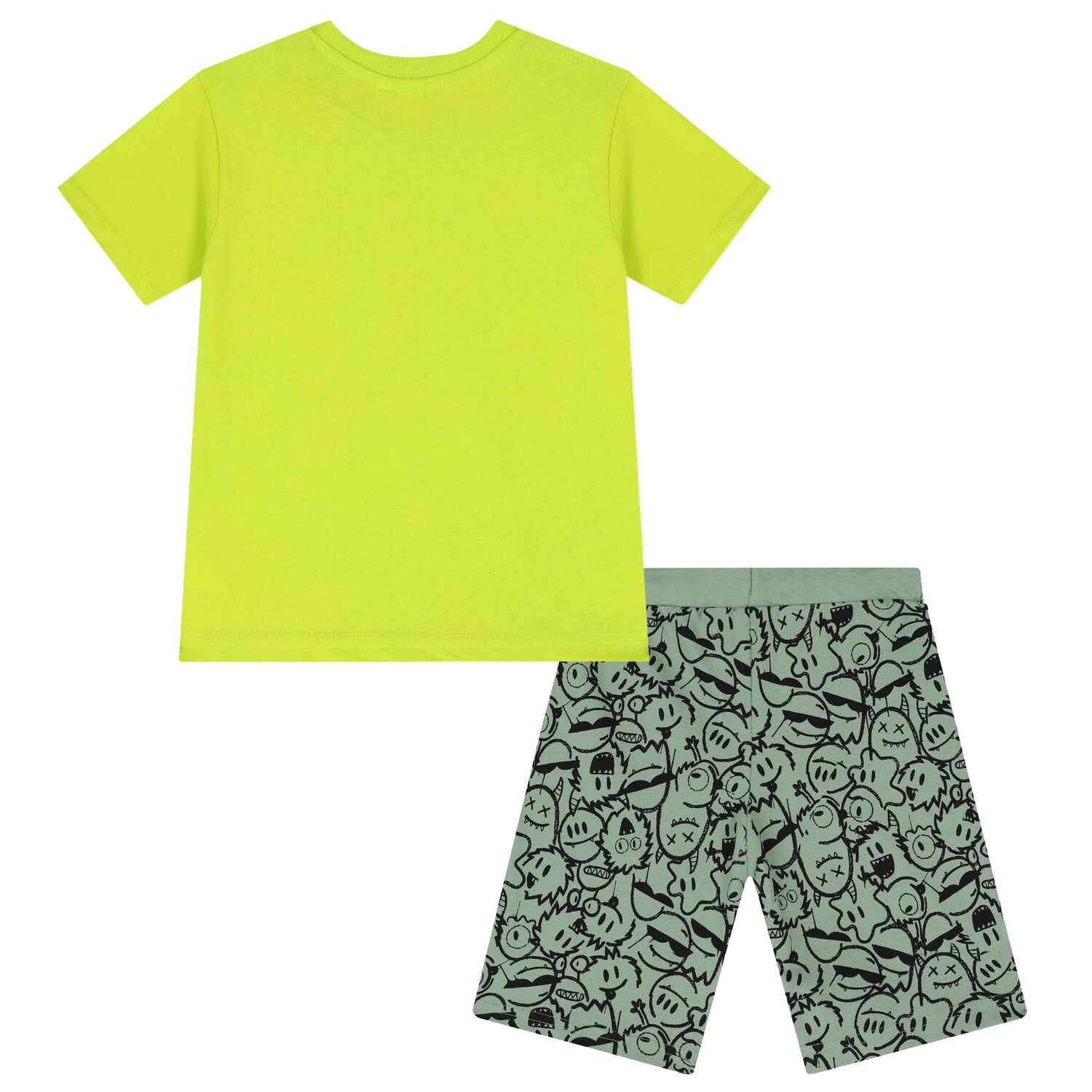 Boys Green Monsters Shorts Set, 1, hi-res
