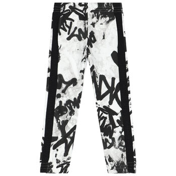 White & Black Graffiti Logo Joggers