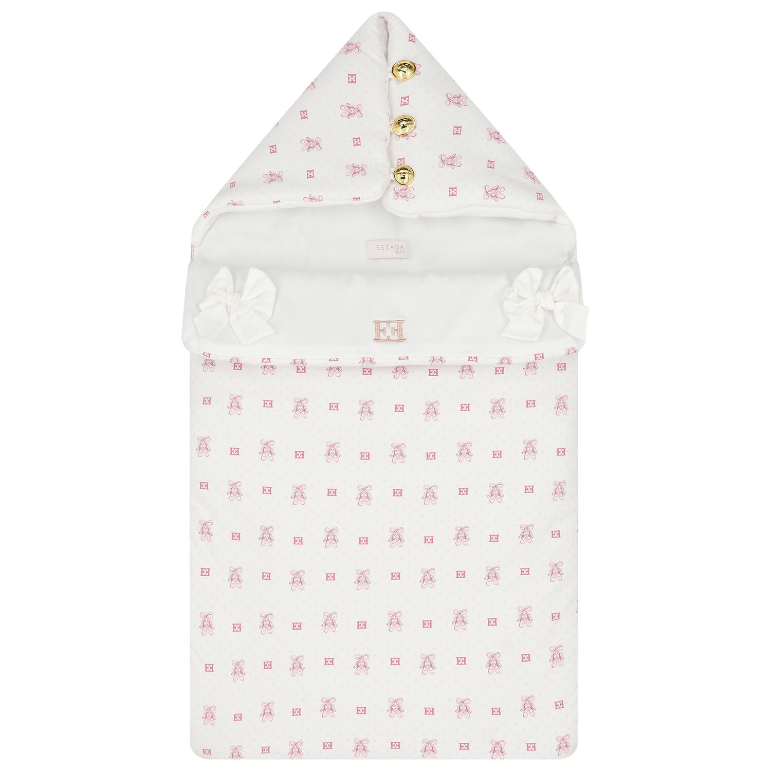 Baby Girls White & Pink Logo Nest, 1, hi-res