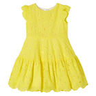 Girls Yellow Broderie Anglaise Dress, 1, hi-res