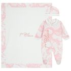 Baby Girls White & Pink Geo Map Babygrow Gift Set, 1, hi-res