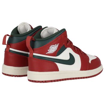 Red, Green & White Air Jordan 1 Mid Trainers