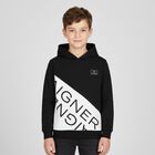 Boys Black & White Logo Hooded Top, 1, hi-res