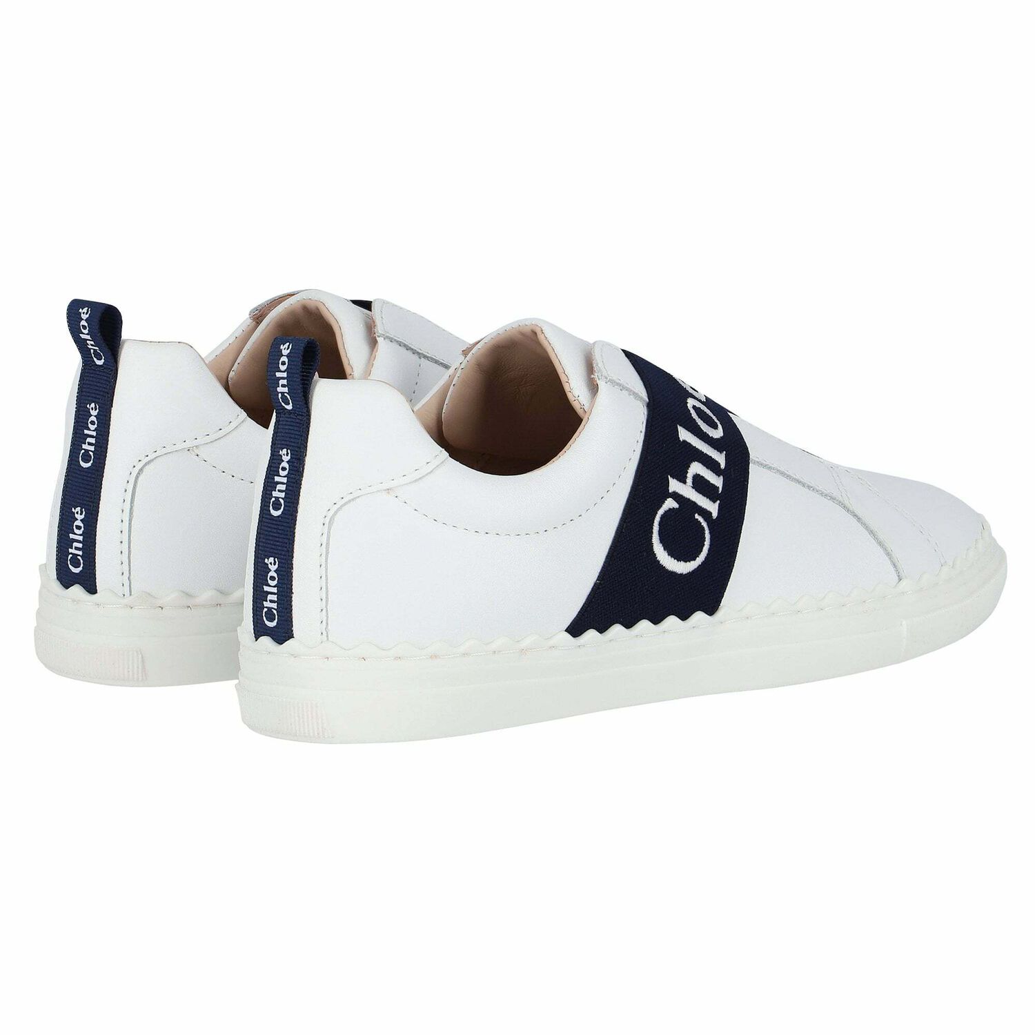 Girls White Logo Trainers, 1, hi-res