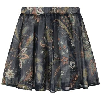 Girls Black & Beige Paisley Skirt
