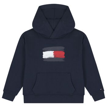 Boys Navy Blue Logo Hooded Top