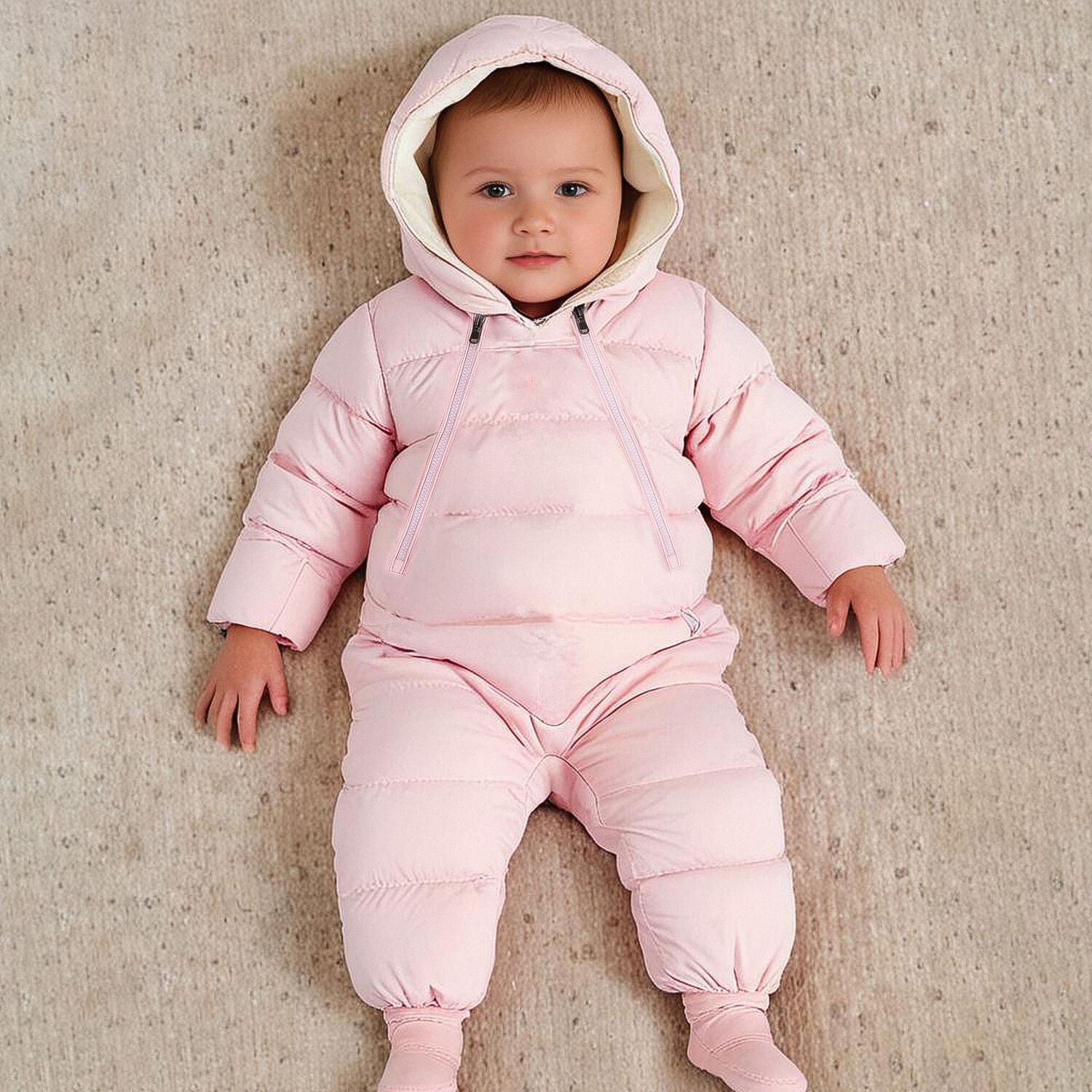 Baby Girls Pink Logo Snowsuit, 2, hi-res image number null