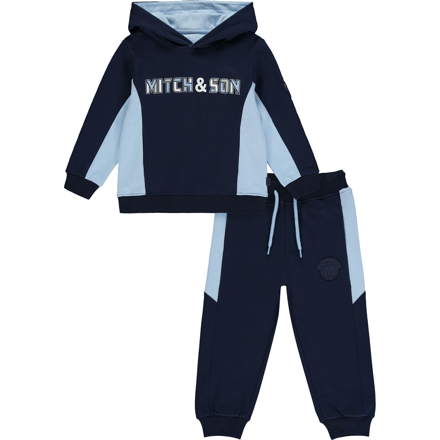 Mitch Son Boys Navy Blue Logo Tracksuit Junior Couture QA