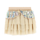 Girls Beige Sequin Tulle Skirt, 3, hi-res