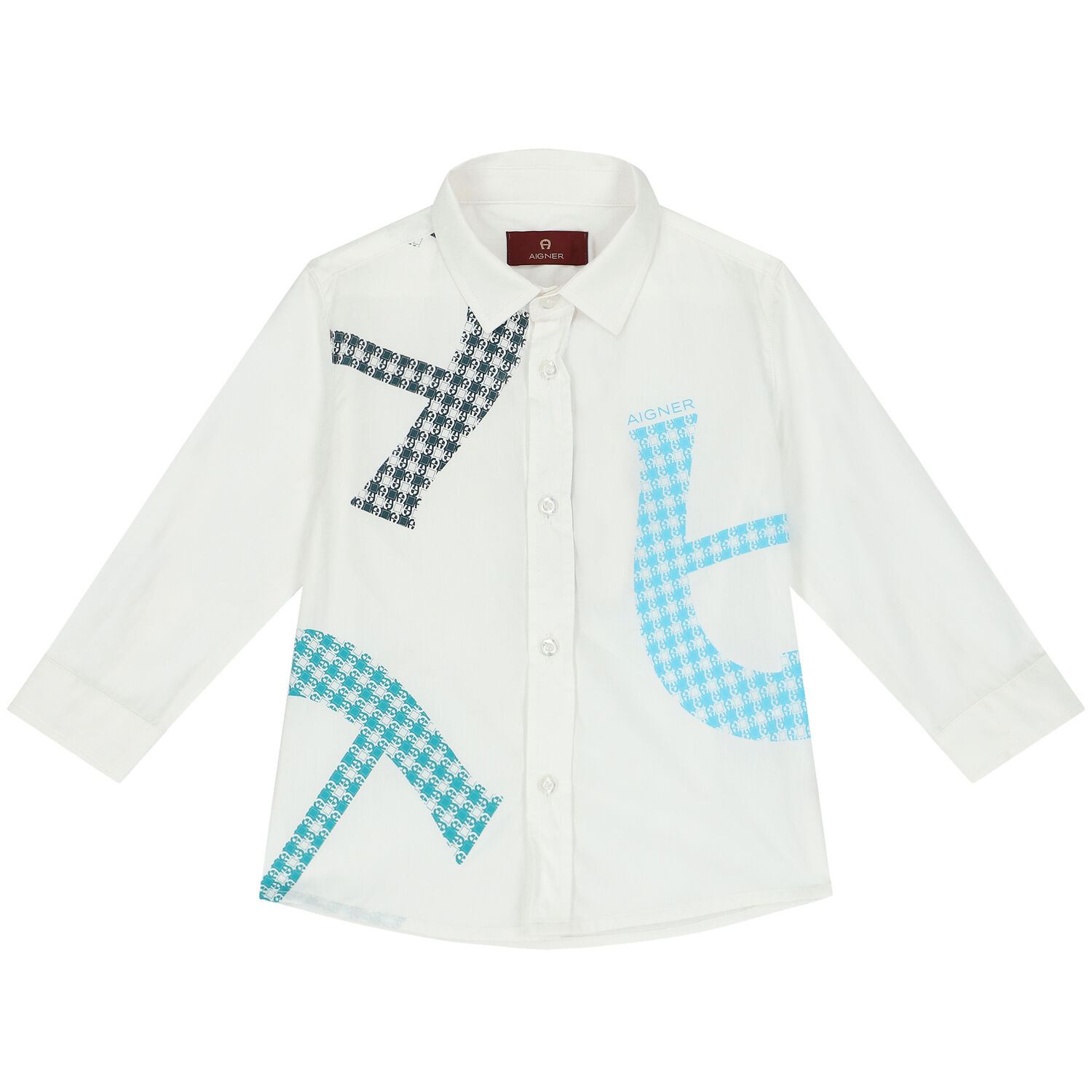 Younger Boys White Logo Shirt, 1, hi-res