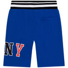 Boys Blue Logo Shorts, 2, hi-res