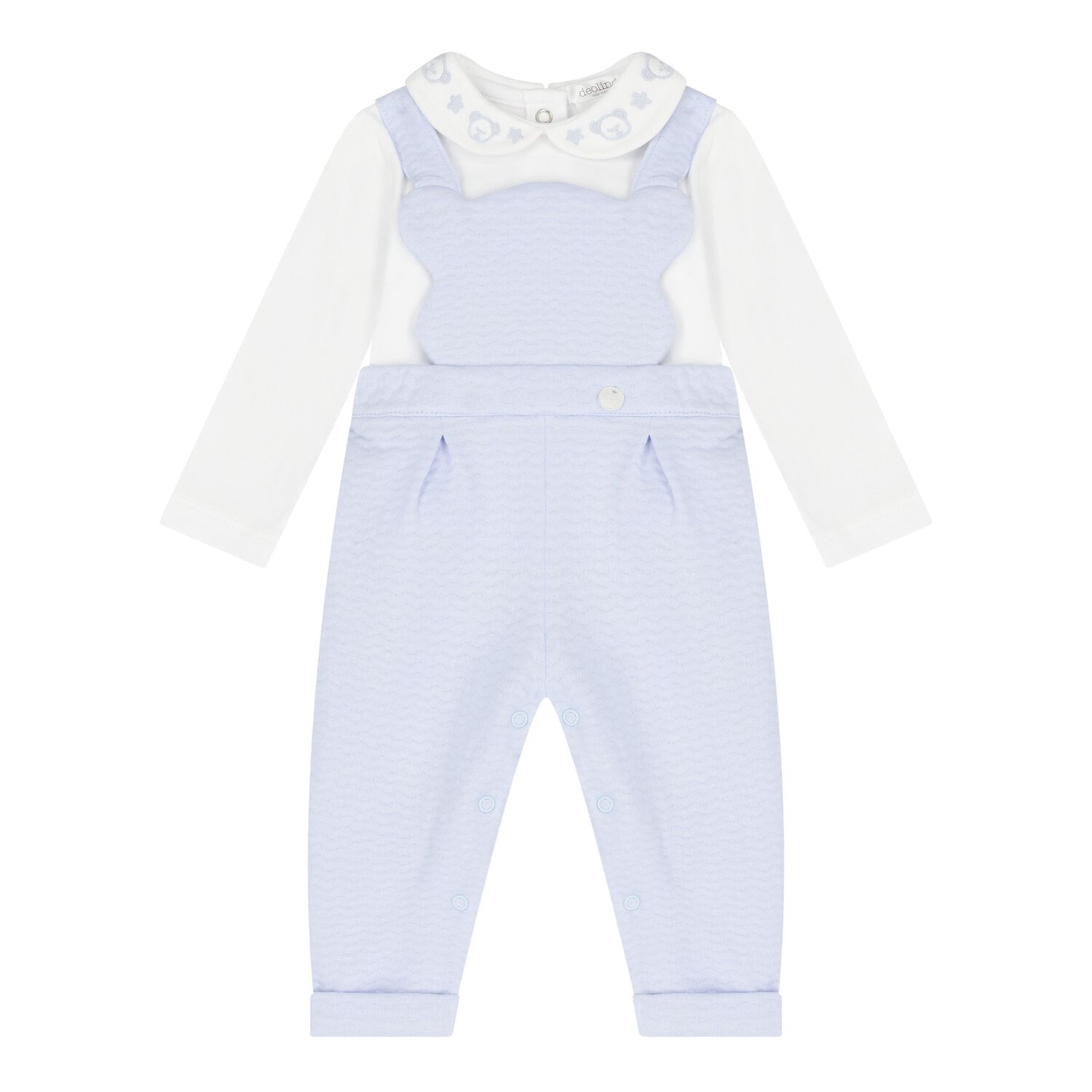 Baby Boys White & Blue Dungaree Set, 1, hi-res image number null