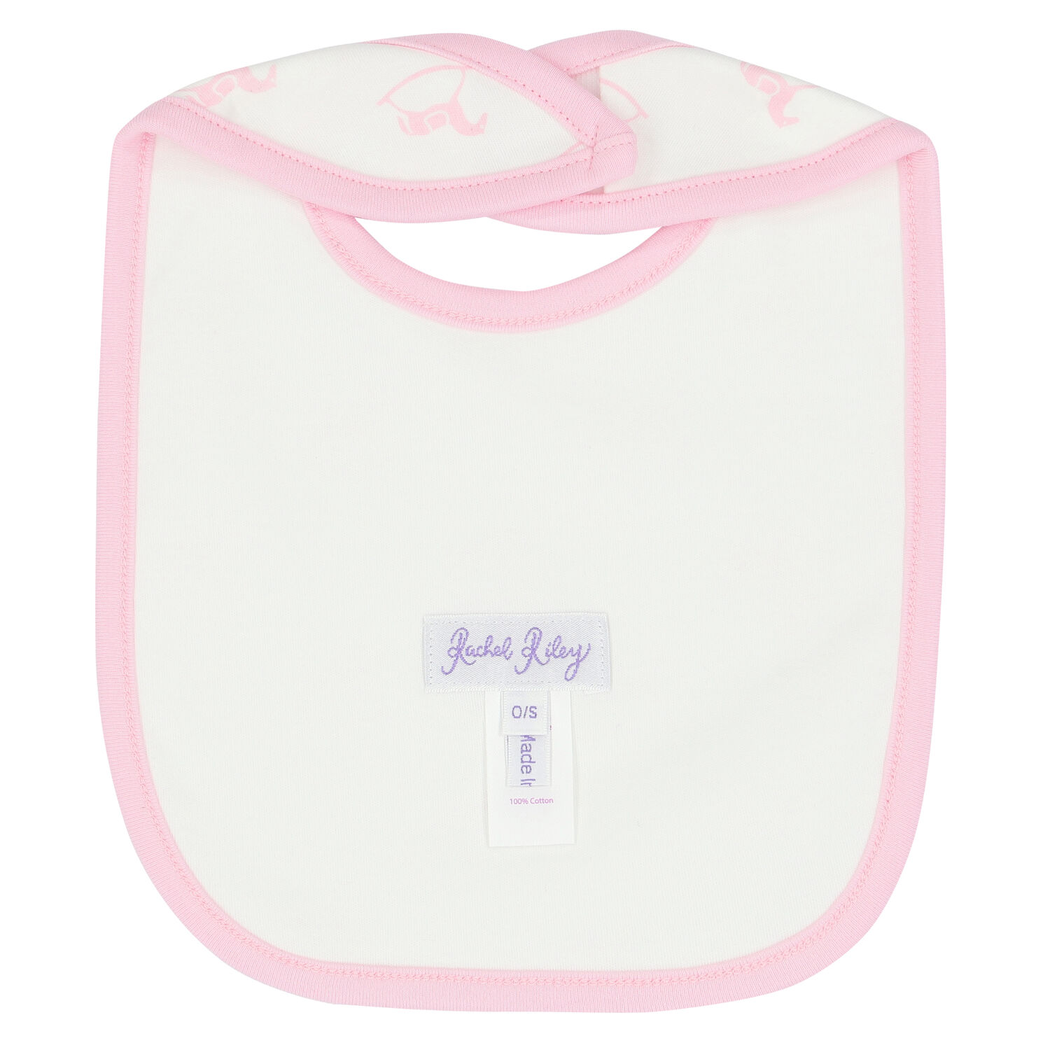 Baby Girls Ivory & Pink Horse Bib, 1, hi-res image number null