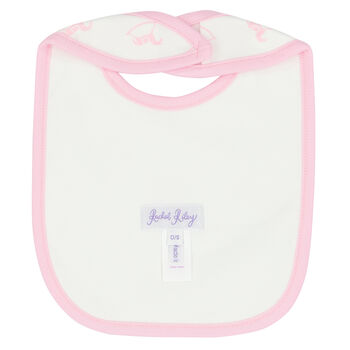 Baby Girls Ivory & Pink Horse Bib