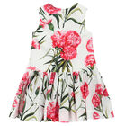 Girls Ivory & Red Floral Dress, 1, hi-res