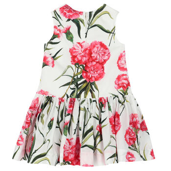 Girls Ivory & Red Floral Dress