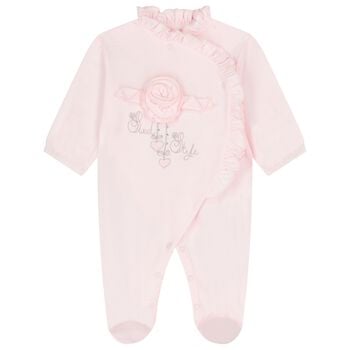 Baby Girls Pink Ruffled Babygrow