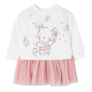 Younger Girls Ivory & Pink Dress