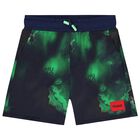 شورت سباحة بشعار باللون الأزرق الداكن والأخضر للأولاد, 2, hi-res