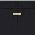 شورت بنات مكشكش بالشعار باللون الأسود, 1, hi-res